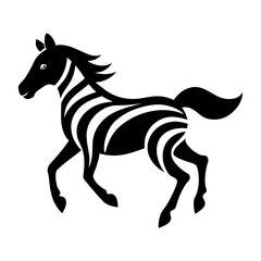 Obraz premium Stylized black and white zebra galloping icon