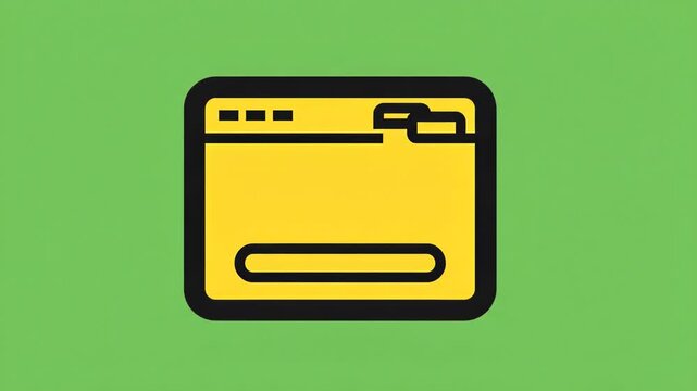 Yellow folder icon graphic with black outline on a solid green background