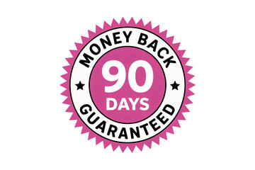 90 Days Money Back Guarantee Seal for Customer Confidence, Pink and White Assurance Badge for Promotions and Marketing, Satisfaction Guaranteed Label
