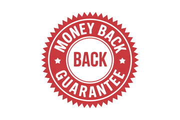 Assurance emblem for business, red money back guarantee badge for risk-free shopping, premium seal for confident purchase decisions, trust symbol icon