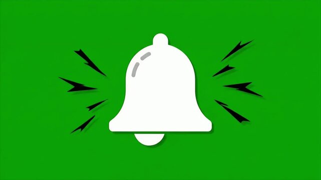 Animated Notification Bell Icon Ringing On Green.