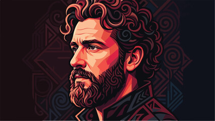 Portrait of a Bearded Man with Curly Hair.