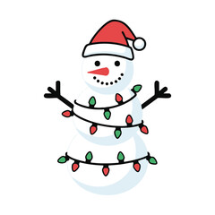 Festive snowman icon with winter hat