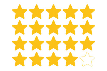 Elegant twenty golden star rating almost complete, perfect for reviews and testimonials, showcase your excellence with this almost full rating