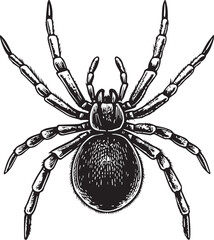 Obraz premium Realistic Hairy Spider Engraving Illustration