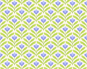 Abstract floral seamless pattern. Vector art deco texture. Geometric minimalist background.