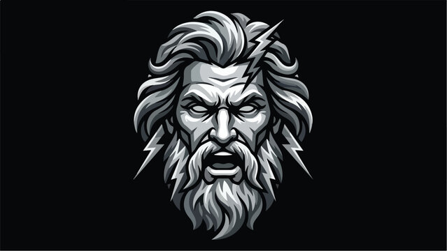 Illustration of Zeus King of the Gods with Lightning Bolts.