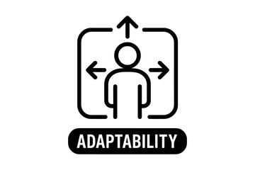 Human adaptability and flexibility concept showing expansion and change with directional arrows