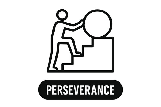 Person pushing heavy ball up stairs symbolizing determination and effort