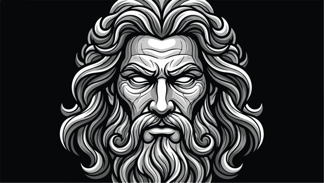Ancient Greek God Zeus Head Illustration.