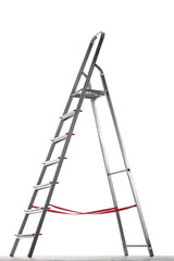 A sturdy metal step ladder is set against a simple white background, showcasing its design. Ideal for painting or reaching high places, it offers stability and ease of use during tasks