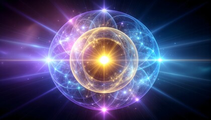 Fototapeta premium Radiant cosmic sphere glowing with vibrant energy high resolution photo