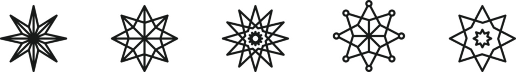 Five Star icon set outline vector illustration concept