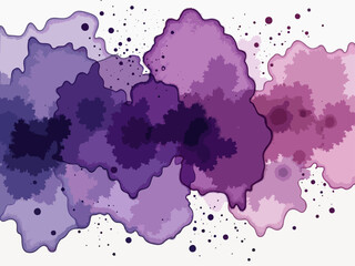 Obraz premium Vector abstract new year background with watercolor blur blobs of purple, lilac, violet ink with splashes, drops on white background for notebooks, notepads, packaging.