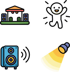 Stage speakers happy person blue speaker spotlight