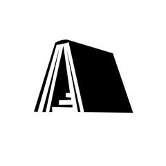A striking and creative logo combining a book opened up like a tent or structure, symbolizing learning, knowledge, and adventure.