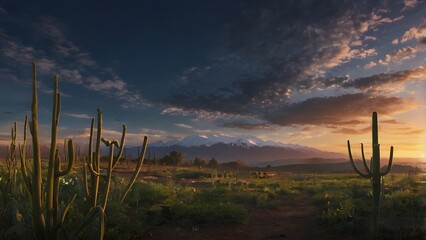 sunset over swamp