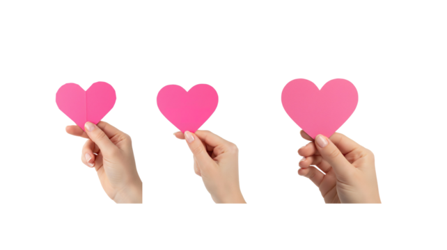 Hand holding pink heart