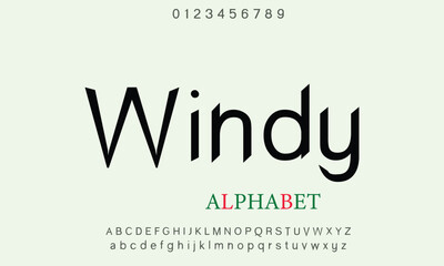Wind Sans Serif regular alphabet letters font for logo