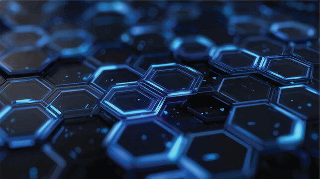 Futuristic technology abstract background with glowing blue hexagon pattern