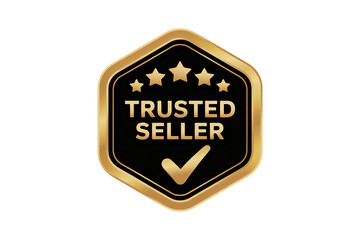 Fototapeta premium Elevate your brand with this premium gold trusted seller badge, a symbol of quality and reliability that builds customer confidence and drives sales growth