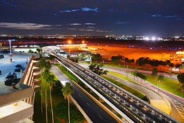 Tampa, FL USA - 03 16 2022: Night landscape of Tampa international TPA airport in Florida, USA	
