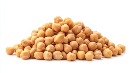Pile of cooked chickpeas on white background. AI generated