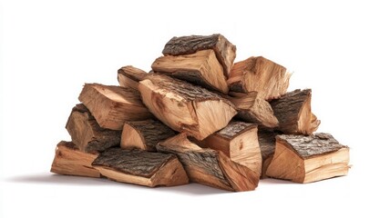Stack of firewood on white background. AI generated
