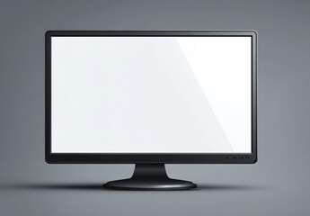 Fototapeta premium Black computer monitor with blank white screen - Modern display - Technology device