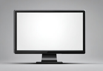 Fototapeta premium Black computer monitor with blank white screen - Modern display - Technology device