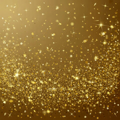 Golden sparkling glitter background with falling shiny particles