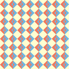 Seamless pattern with geometric shapes. Modern vector illustration in orange, blue and beige tones. Perfect for textile prints, wallpapers, and background.