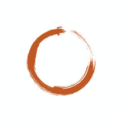 Zen Circle Symbol: A simple, elegant, hand-painted orange circle symbolizes completeness, enlightenment, and the interconnectedness of all things, rendered in a photorealistic and minimalist style.