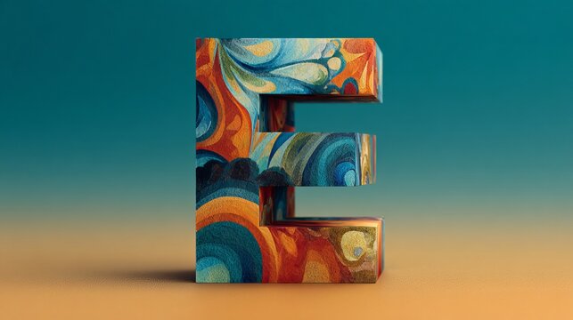 Stunning letter E artwork with vibrant watercolor textures for eye-catching designs and artistic typography projects with creative flair