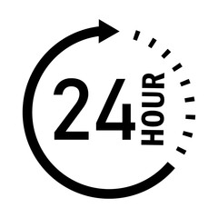 24 hour service icon with circular arrow indicating uptime