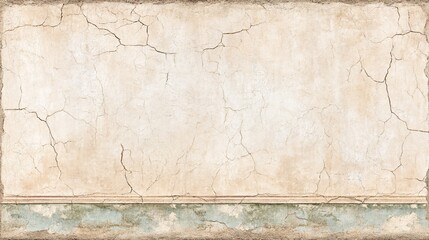 close-up illustration focusing on the intricate textures of crumbling vintage wallpaper. The surface shows fine cracks and a soft, muted patina of age, with a distinct, organic-looking border 