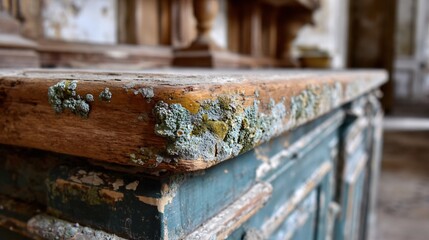 close-up illustration focusing on the intricate textures of crumbling vintage wallpaper. The surface shows fine cracks and a soft, muted patina of age, with a distinct, organic-looking border 