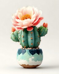 Prickly cactus showcasing vibrant floral bloom high resolution photo