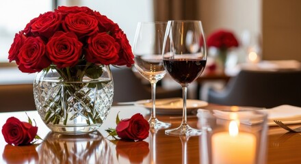 Beautiful Valentine Table Setting With Soft Candles