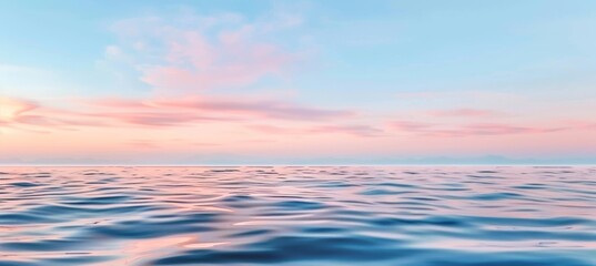 Serene sunrise over ocean waves  a tranquil seascape with soft, beautiful colors