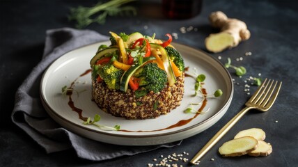 Vegetable stir-fry is a dish of Chinese cuisine.