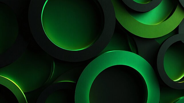 dark green abstract circular background futuristic design, modern geometric green rings abstract digital backdrop, glossy green abstract shape background with depth