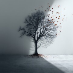 lonely tree in the fog