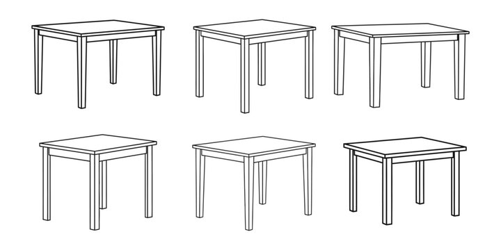 Fototapeta square tables line art drawing vector illustration