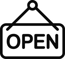 Black Open Sign Icon on White Background graphic