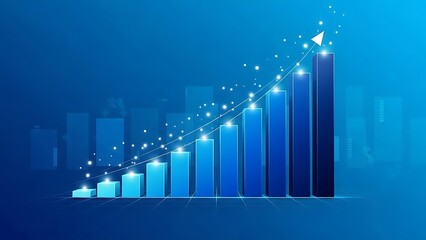 Rising Bar Graph with Arrow, Business Growth Concept.