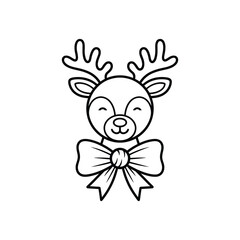 Cute Reindeer Face With Bow Art