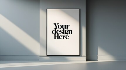 Poster Mockup: Modern Interior Frame, Sunlight & Shadow Display