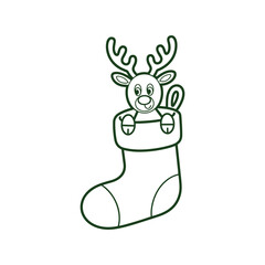 Reindeer Inside Christmas Stocking Art