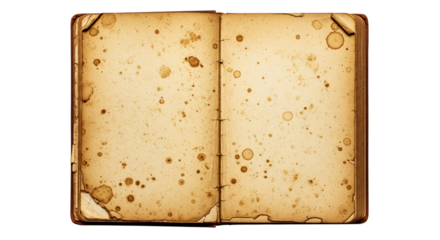 Aged vintage paper background with open book, scrapbook page design